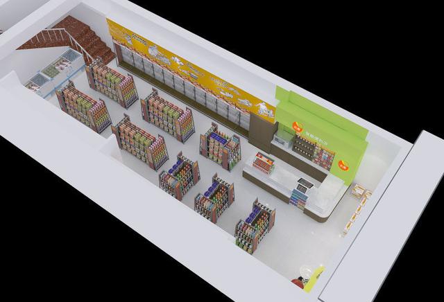 格子式规划是便利店产品陈设货架与顾客通道都成长方形状分段组织