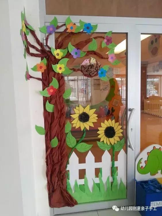 幼儿园亲子手工之植树节环创,门口装饰享受节日吧