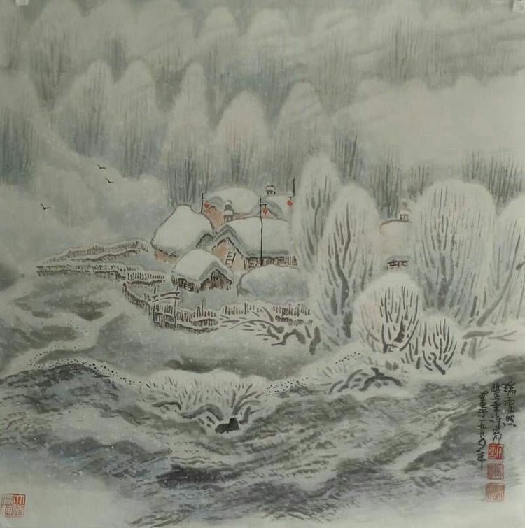 黑龙江:著名画家许文邠四尺斗方山水画