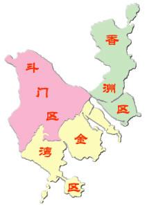 珠海市设有3个行政区(香洲区,金湾区,斗门区),下辖15个镇,9个街道
