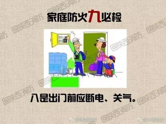 消防安全提示#【家庭防火九必检】