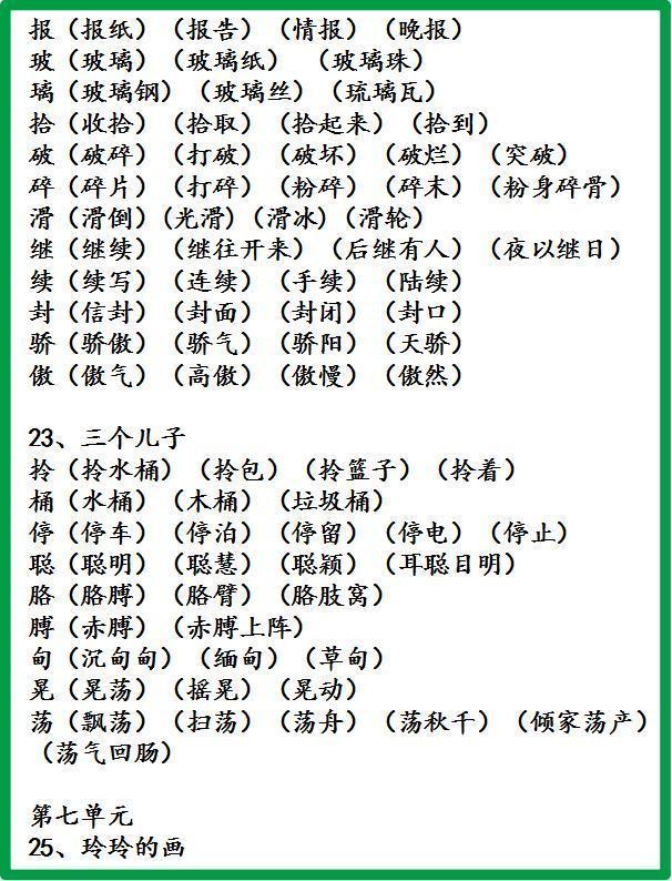 小学全部组词知识集锦,哪还要教材