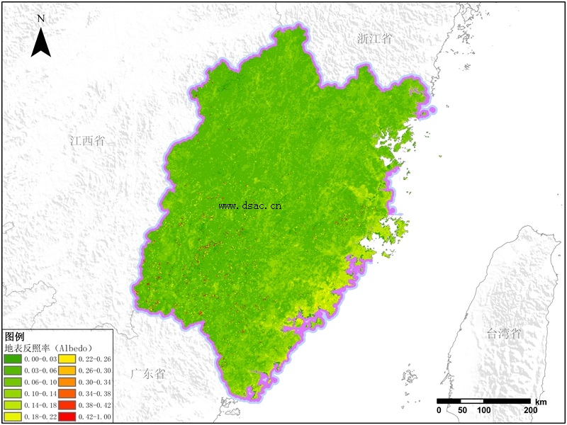 福建省地表反照率研究气候模型的重要参数