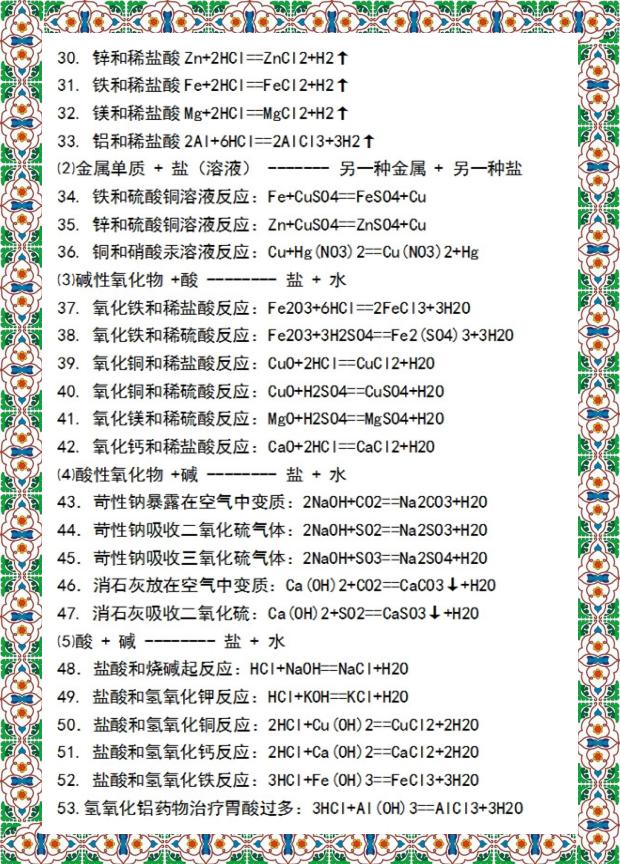 初三化学:300个化学公式汇总,记住等于捡分!