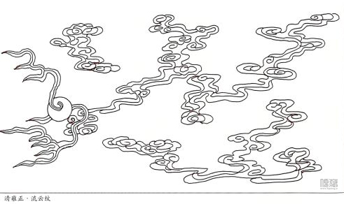 另一种是 有规律地斜向排列几行如意云纹,然后用云条连接起来,云头
