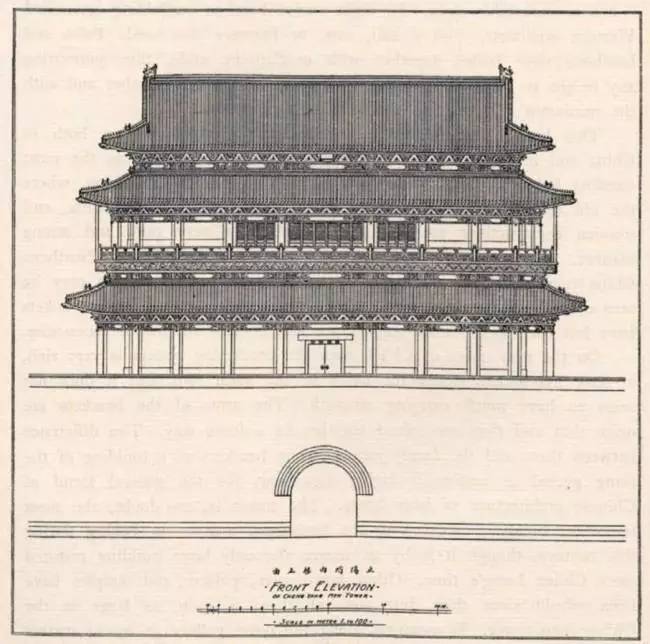 梁思成绘制的北京城墙建筑图样之一回国后,他在母校清华大学创办了