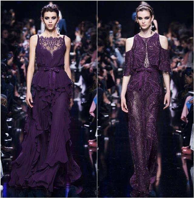 elie saab 2017,暗黑系紫罗兰之梦