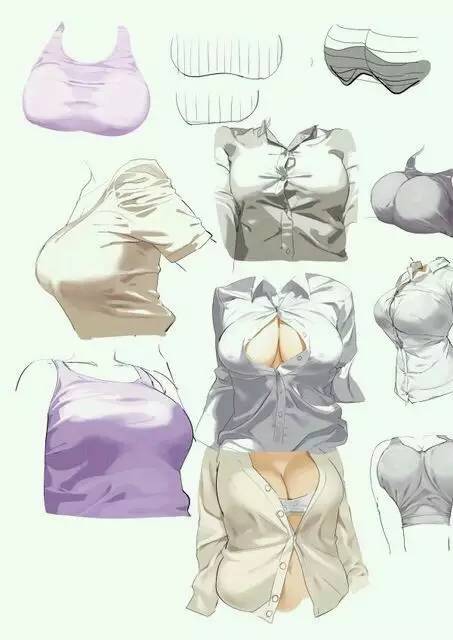 【素材资源】各种服饰下少女胸部画法参考