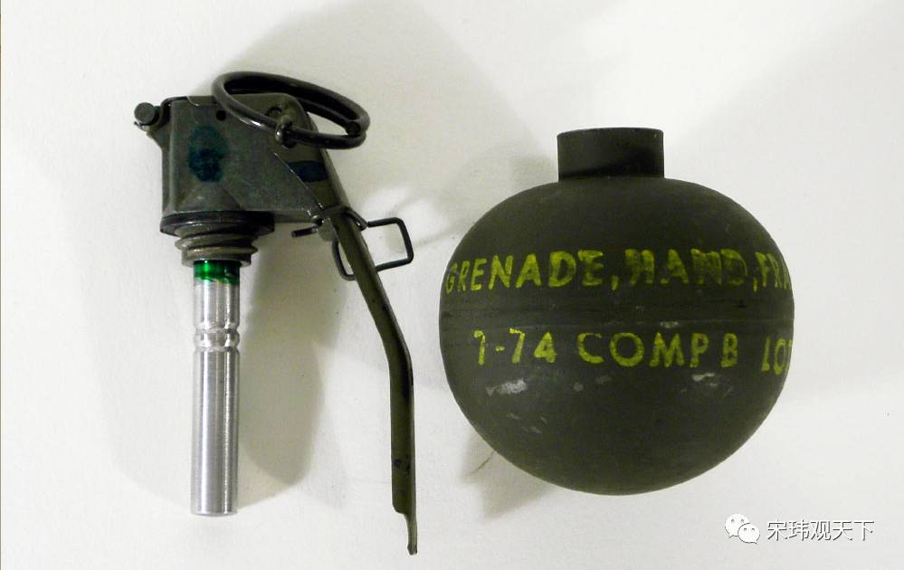 军事 正文 m67手榴弹是美军现役装备,基于m33的基础在原有的握片上