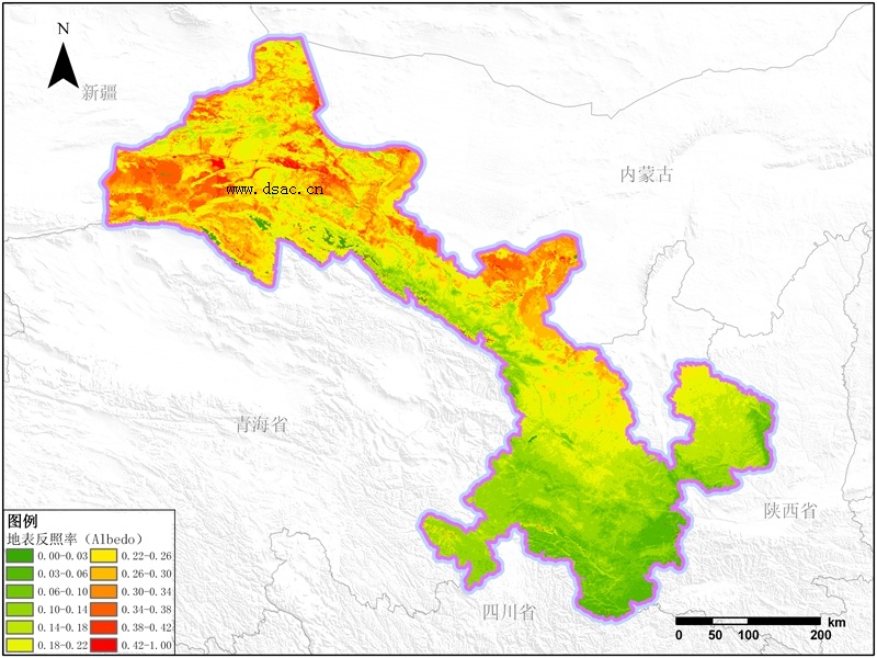 甘肃省地表反照率 研究气候模型的重要参数