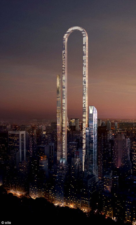 纽约曼哈顿建造将建4000英尺“世界上最长建筑”：倒U型摩天大楼