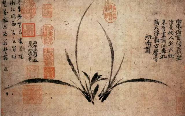 南宋 赵孟坚(1199～1264)《墨兰图》绢本墨笔 34.5×90.