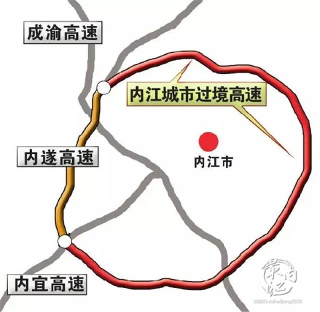 6 内江城市过境高速公路起点位于与内遂高速公路相接的白马枢纽互通