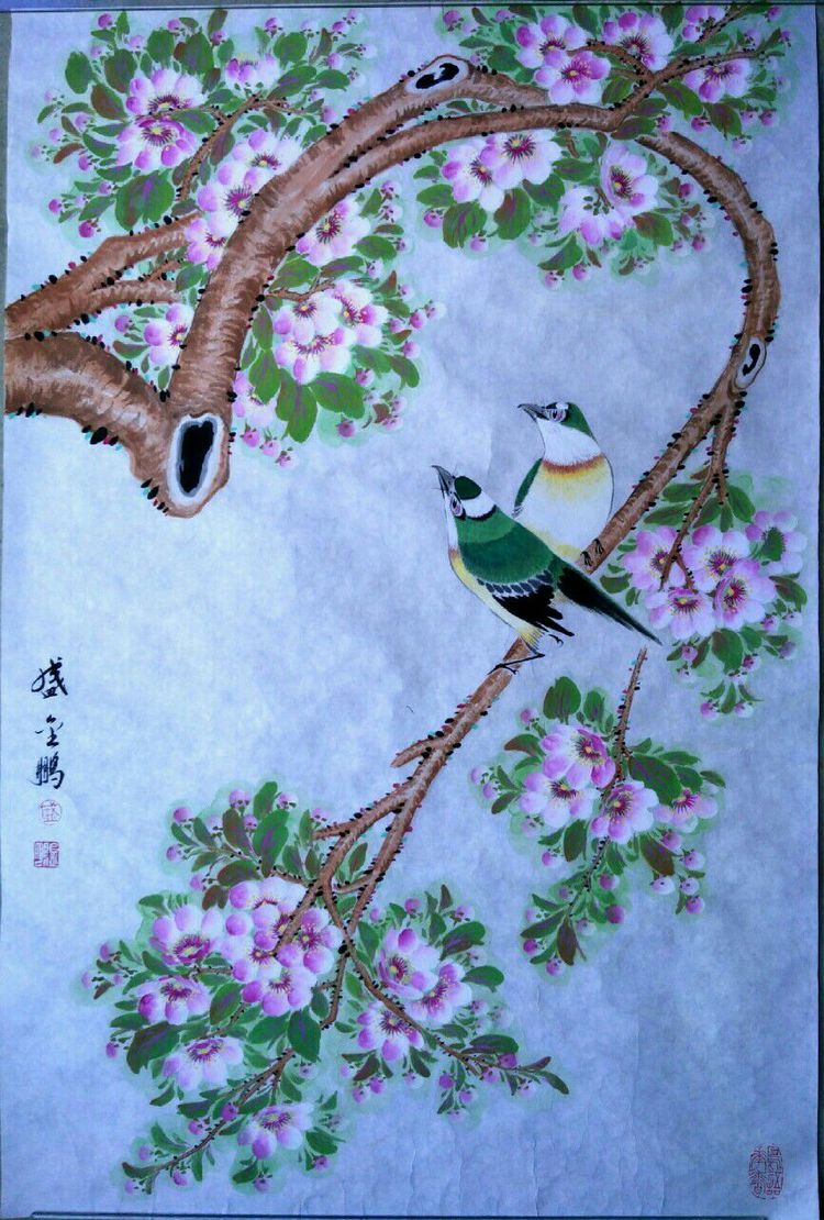 上海盛金鹏画花鸟再现了大自然之神奇