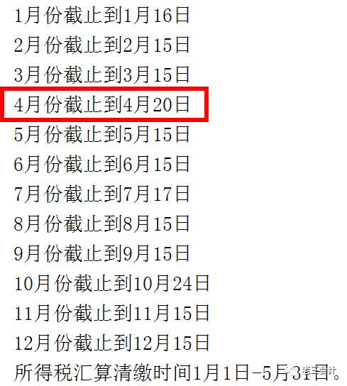 四月份纳税申报日期温馨提醒