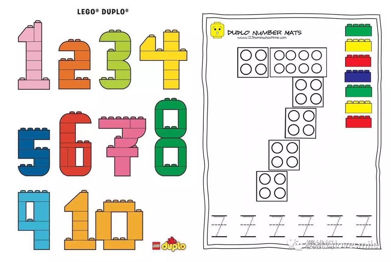 认识数字左图:用lego教宝宝数数,和数字对应起来,数字几就叠几块乐高