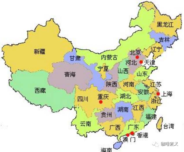 咖啡知识亚洲咖啡地图