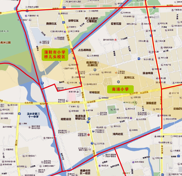 温州鹿城区小学学区划分图