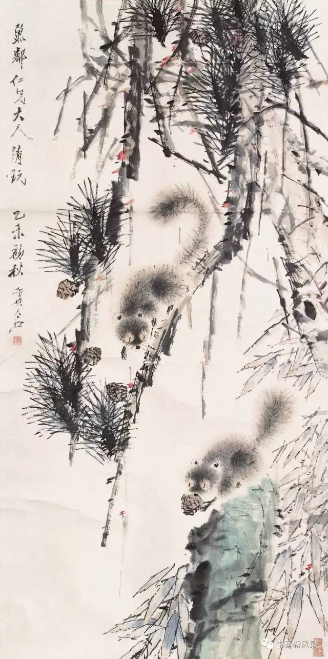 海派大师虚谷画的小松鼠,超可爱!