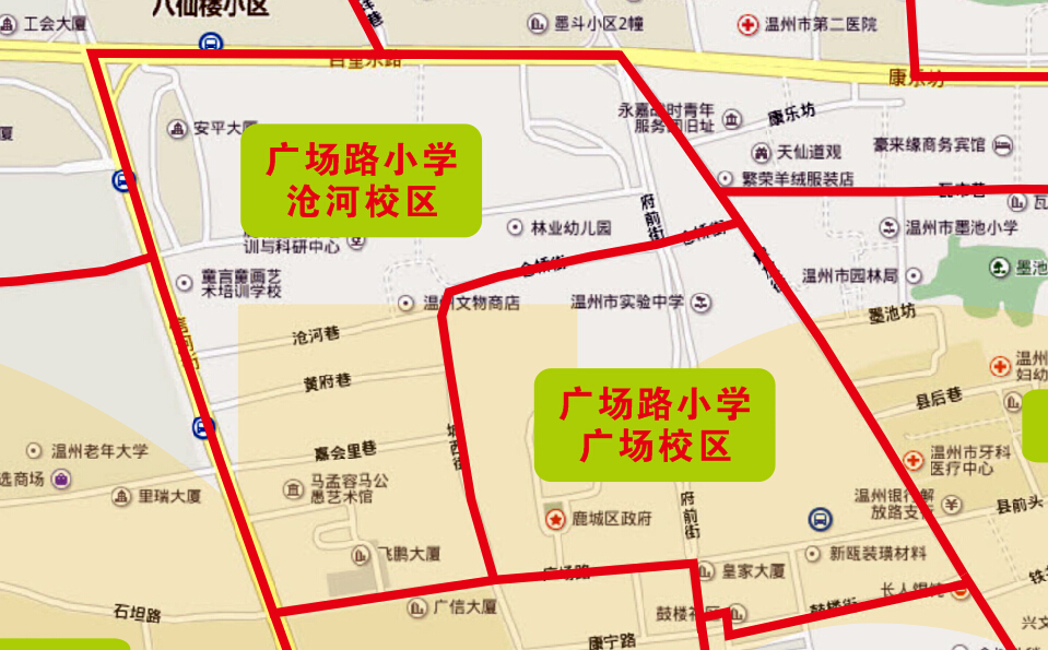 温州鹿城区小学学区划分图