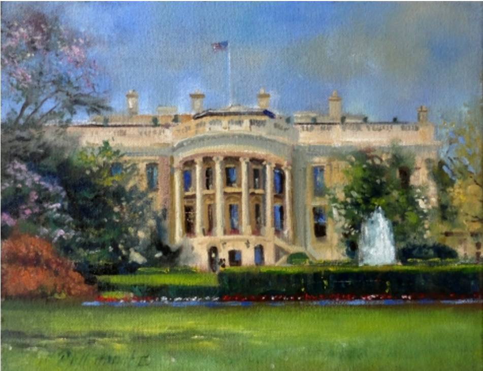 下面是一张白宫的油画和 prisma 处理的一张白宫照片,你能分辨吗?