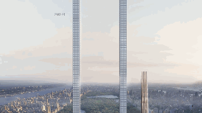1219米u型摩天大楼 电梯还会拐弯可弯曲运行