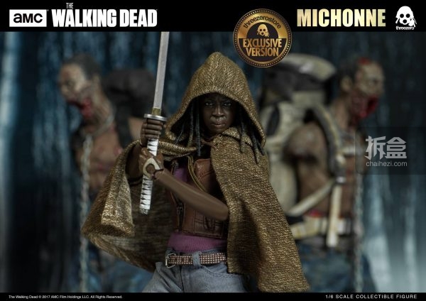 threezero美剧《行尸走肉》刀女-米琼恩 michonne,宠物僵尸1/6可动