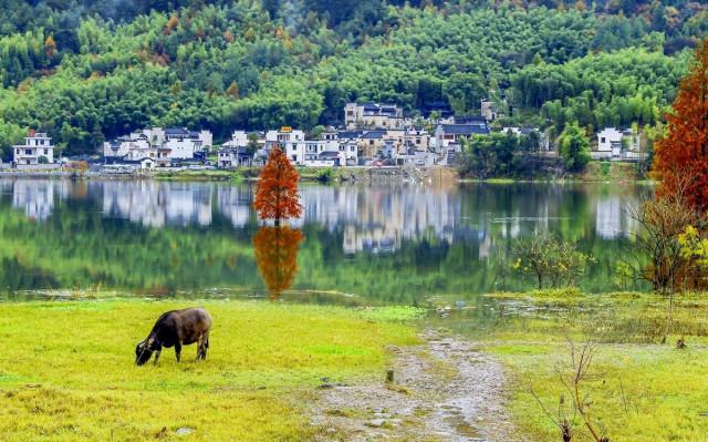 因为宏村风景的秀丽,每年都有很多人来村中写生,在这古村中眺望远山