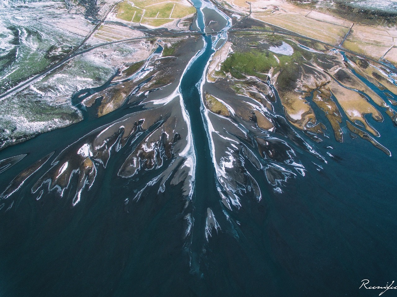 河流如海之处,如脉搏般在海岸线铺展开来.