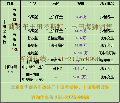 丰田考斯特12座至尊版清新脱俗丰田考斯特改装