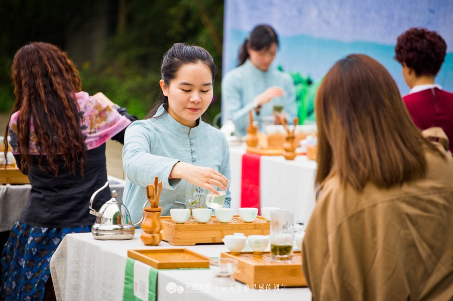 与美女茶艺师现场pk,定心茶园采茶节