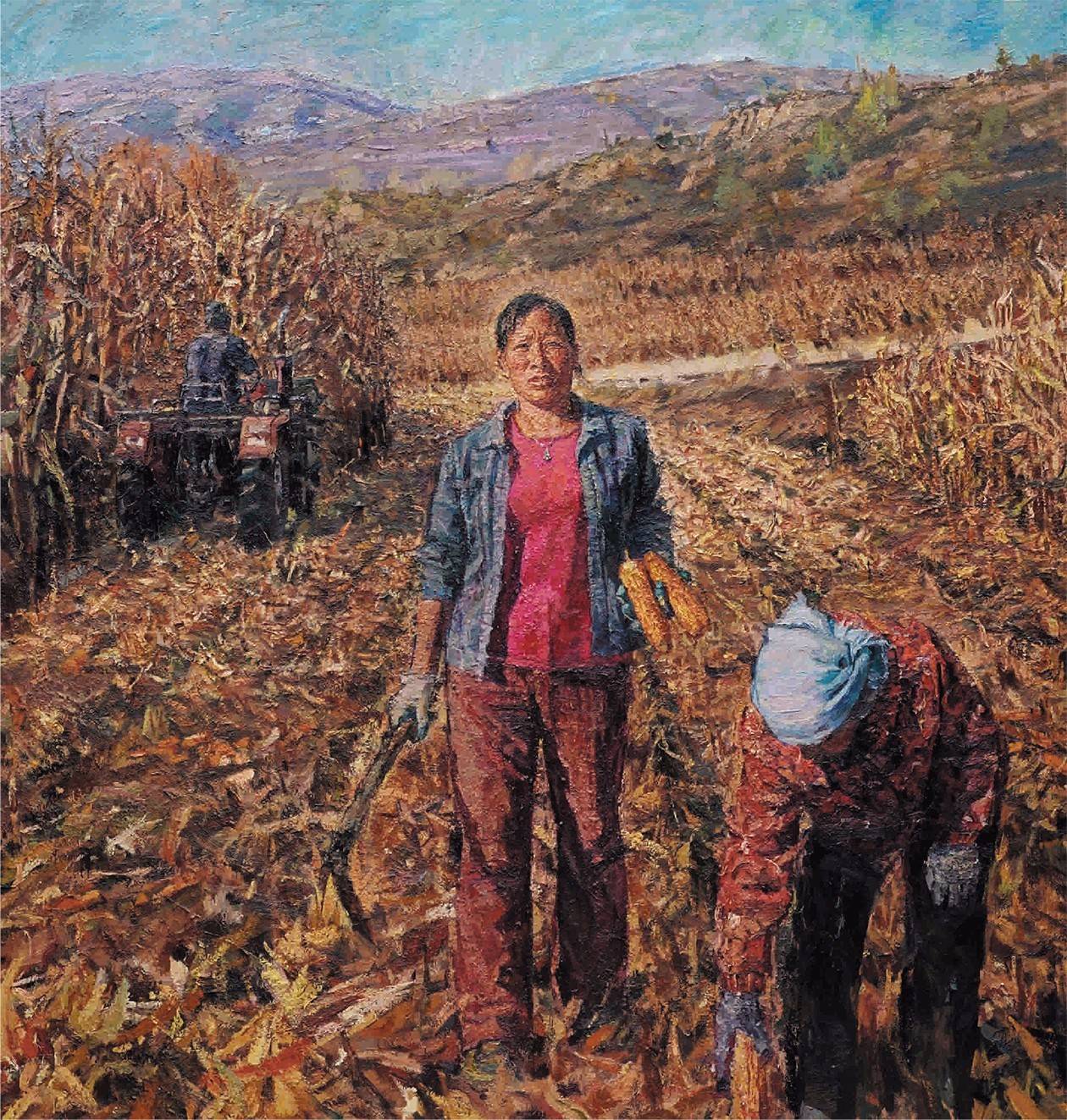 杨京《妮子秋收时》200x190cm 布面油画 2016▲刘耀先《风景》170x