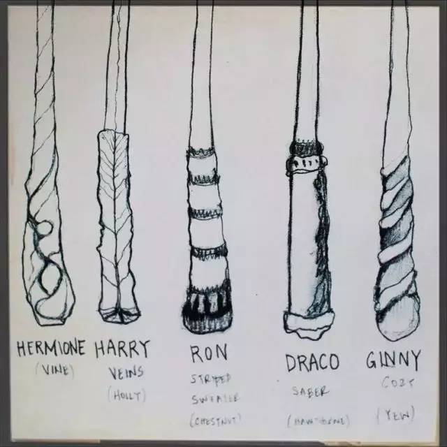 赫敏,哈利·波特,罗恩,德拉科,金妮的魔杖手稿.
