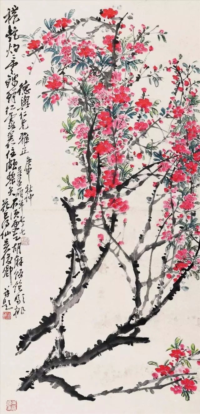 一,吴昌硕笔下桃花,杏花