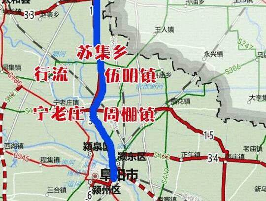 s253省道阜阳北通道路线:项目起于颍泉区境内东杨庄北侧,太和县