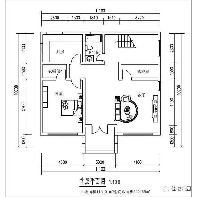 11x8米农村3层别墅,落地窗配双客厅,适合生活