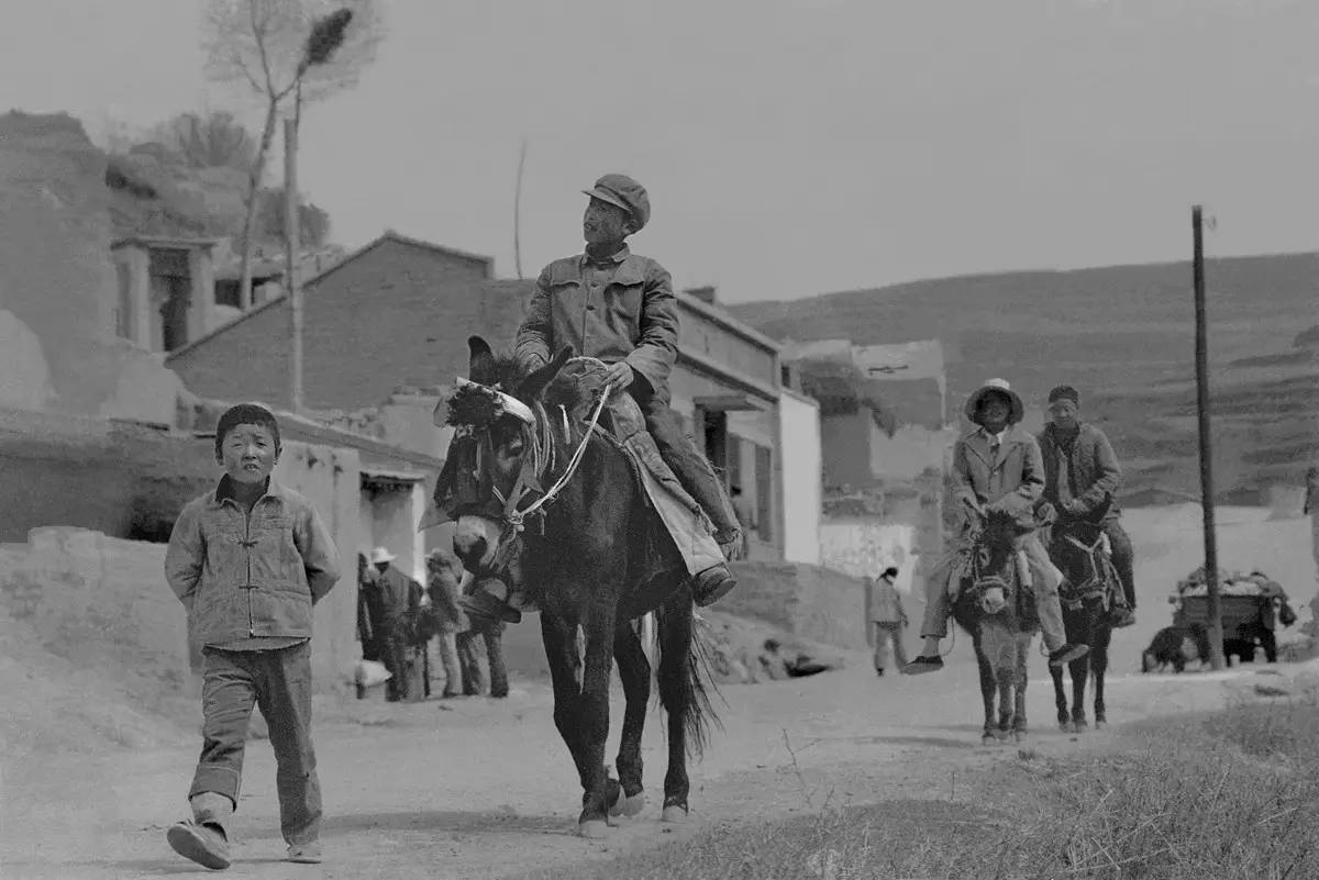 鸡的农民·1992年2月3日·兰州七里河区西津西路 12,骑马在闹市区寻规