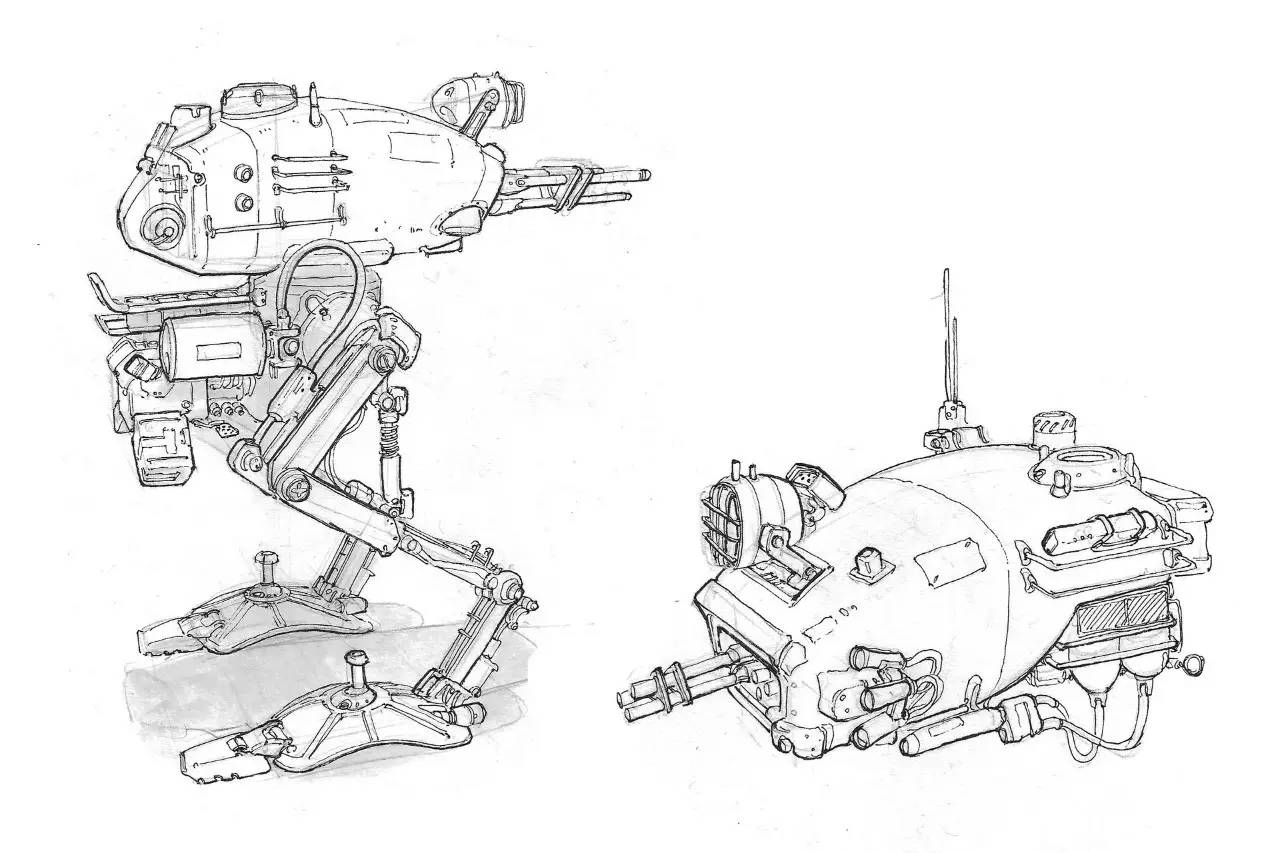 概念设计 | 机器人,飞行器的线稿和上色练习