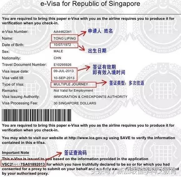 新加坡电子签证你能看懂多少