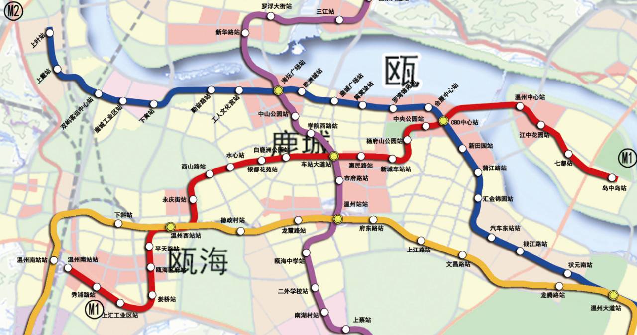 m1线为东西走向线,共设22个站点,由温州南站站经瓯海区府站,车站大道图片