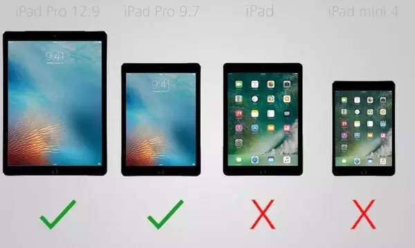 9和ipad pro 9.7寸提供了苹果铅笔,需要花99美元单独购买. 屏幕大小