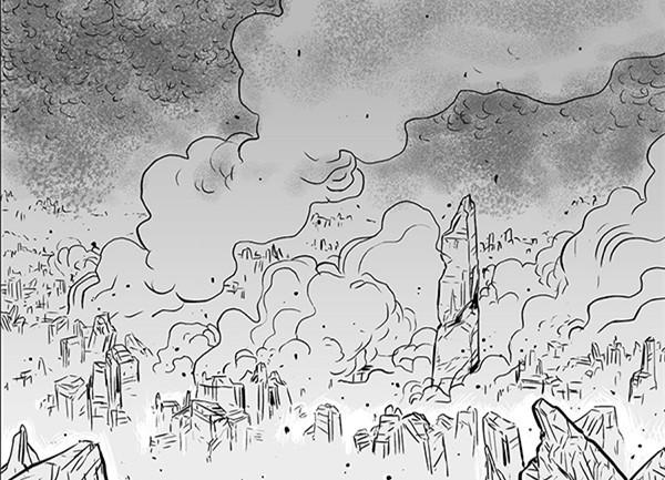 无声漫画:情侣当街亲吻,突然城市变成一片废墟,你看懂
