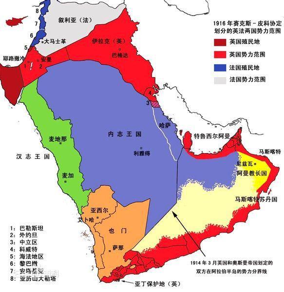 内志处于内陆,伊本·沙特希望获得出海口,但阿拉伯半岛沿海地区分别