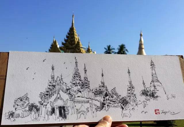 画家旅者:杨觉升缅甸旅游速写|但愿踏遍世界各地的脚步,可以继续追求