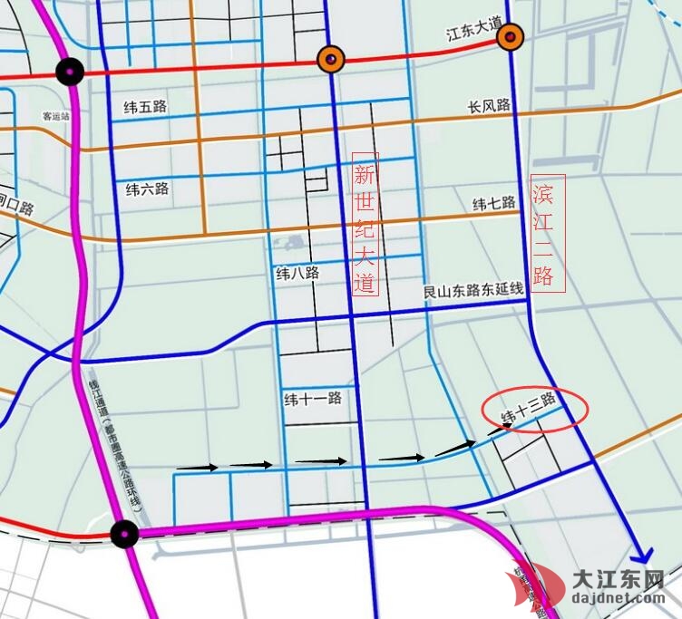 征地面积约58597㎡,大江东投资2亿新建纬13路