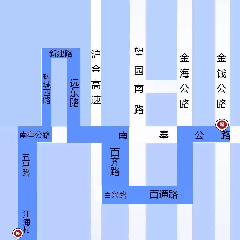 奉贤5路调整后的走向 上行自公交金钱公路站起经金钱公路 南奉公路