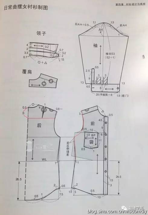 棉麻荷叶摆短袖衬衣~~详细制作教程 裁剪图