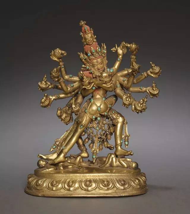 22cm印度,克什米尔,8世纪金刚手菩萨(vajrapani)铜鎏金错银,总体:39.