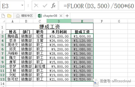 excel:怎样计算员工的提成工资?