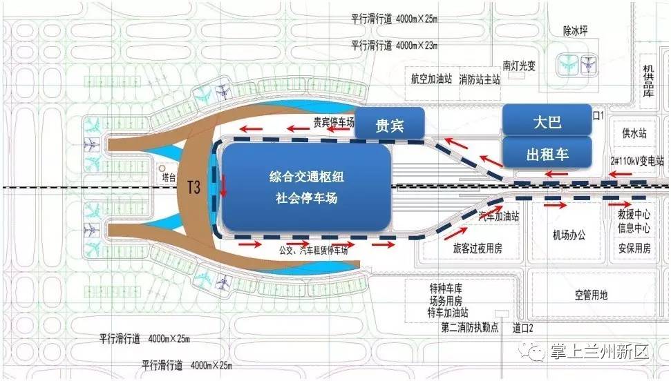(t3航站楼综合交通枢纽规划图) 兰州中川国际机场三期扩建工程已列图片
